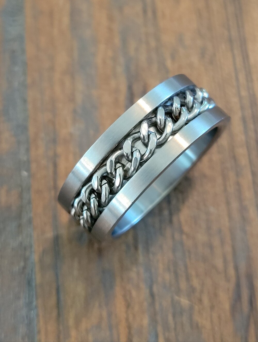 Men's Stainless Steel Chain Inlay Ring